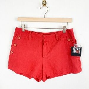 NWT Cynthia Rowley Red 100% Linen Shorts Sz 2